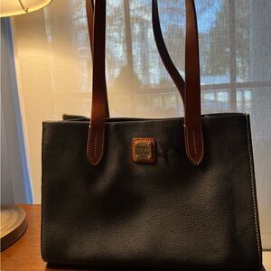 Dooney & Bourke Black Tote with Brown Straps